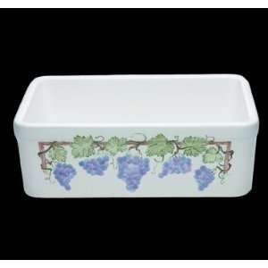   Single Basin Fireclay Sink with Hand Painted Vineyard Design 504 7084