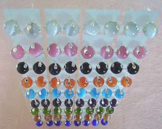 Wholesale 108Pairs 8mm Cats Eye Glass Earrings  