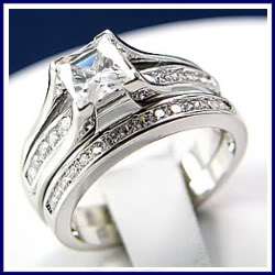   Wedding Band Ring Set Princess Cut Brand New for Men and Women 6 8 MM