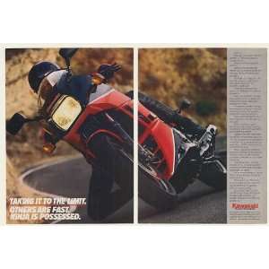 1985 Kawasaki Ninja Motorcycle Taking It To The Limit 2 Page Print Ad 
