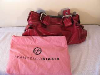FRANCESCO BIASIA Red Leather Hand Bag Purse Evening Bag.  