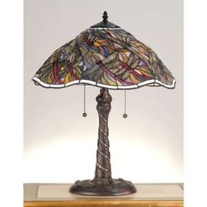 MY 82310   Meyda Tiffany 23.5in H Spiral Dragonfly & Mosaic Table Lamp
