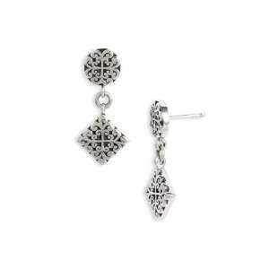  Lois Hill Silver Flat Geo Double Drop Earrings: Jewelry