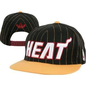 Adidas Miami Heat Pinstripe Snapback Hat:  Sports 