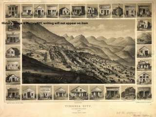1861 VIRGINIA CITY NEVADA TERRITORY MINING WALL MAP  
