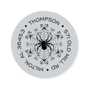  Spooky Spider Silver Round Halloween Stickers