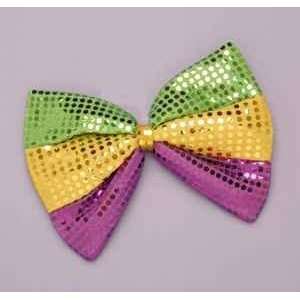  Mardi Gras Jumbo Sequin Clip On Bow Tie: Toys & Games