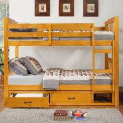 Simone Honey Pine Twin Toy Box Bunk Bed  Overstock