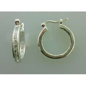  Sterling Silver CZ Hoop Earrings Jewelry