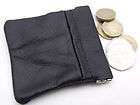 MENS LADIES BLACK LEATHER COIN POUCH PURSE WALLET