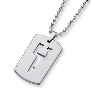 Chisel Tungsten Carbide Dog Tag (1.5in) with Cut out Key Design on 22 