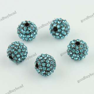 CRYSTAL DISCO BALL METAL SPACER JEWELRY FINDINGS LOOSE BEADS 10MM 