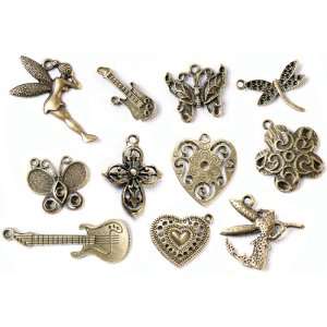   Charm Embellishment Assortment, Old Brass 2: Arts, Crafts & Sewing