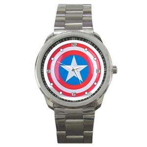 New Captain America Style Sport Metal Wrist Watch  