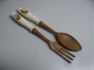 Vintage Disney Mickey Mouse Chef Mickey Salad Utensils Fork and Spoon 