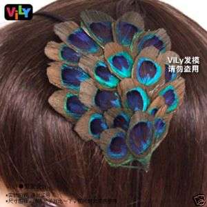 VILY Feather Headband Hair Band Handmad   Peacock Eyes  
