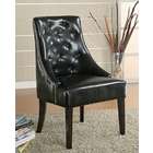 Coaster Black vinyl accent chair with scoop back design and button 