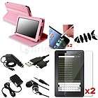   Pink 360 Leather Case+Chargers+​2xLCD Guard+Wrap For Kindle Fire