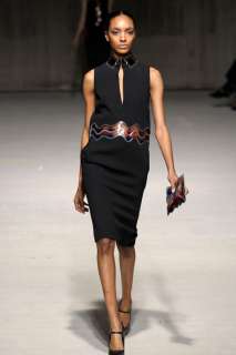 CHRISTOPHER KANE Designer Runway Jourdan Aqua Black Wool Crepe Dress 