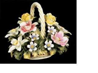NEW Capodimonte Floral Basket Centerpiece Porcelain  
