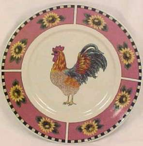 Pretty BREWSTER SALAD PLATE Gibson ROOSTER & FLOWERS  