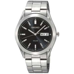   Stainless Solar SNE039 Black Face Wrist Watch NEW in Box $165  