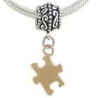   Silver14K GP Autism Puzzle Dangle Charm fits European Bead Bracelet