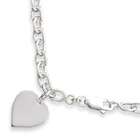 JewelryWeb Sterling Silver Heart Charm Necklace   18 Inch   Lobster 