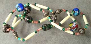 Long Vintage Italian Lampwork Art Glass Beaded Necklace  
