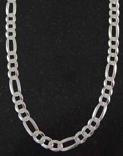   Silver Figaro 7mm Mens Necklace Chain Italian .925 Solid Jewelry Italy