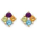 JewelBasket 14k Gold Multi Color Gemstone and Diamond Earrings