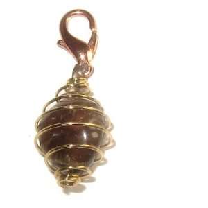   Pendant 04 Brown Stone Gold Crystal Cage Zipper Pull 2 Jewelry