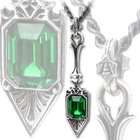   Absinthe Spoon with Emerald Green Swarovski Crystal Pendant Necklace