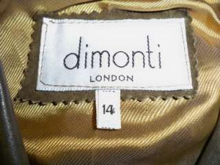 80s Dimonti Olive Leather Suede Jacket Sz 14 Womens  