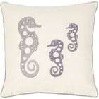   18 Inch Cream and Blue Grey Embroidered Decorative Pillows, Set of 2