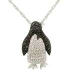 Sterling Silver 1/7 cttw Black & White Diamond Penguin Pendant