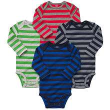 Carters Boys 4 Pack Long Sleeve Striped Bodysuits (Newborn)   Carters 