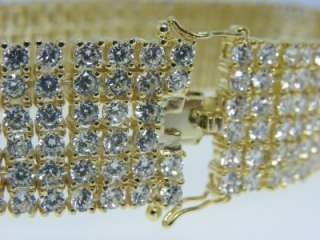 MENS YELLOW GOLD FINISH SIMULATED DIAMOND 6ROW BRACELET  