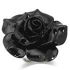 38MM HUGE Black Stainless Steel ROSE FLOWER Ring