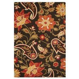 Fieldcrest Luxury Jacobean Floral Wool Rug Brown 8x11  