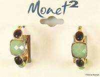 MONET2 MONET 2 GOLD Tone .75 Multi Stone HOOP EARRINGS  