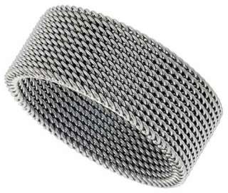 Mesh Band Ring Stainless Steel Flexible Wire Woven  