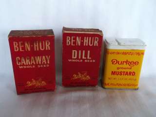 Vintage Ben Hur Spice Boxes Durkee Mustard Tin  