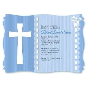  Delicate Blue Cross   Personalized Baptism Invitations 