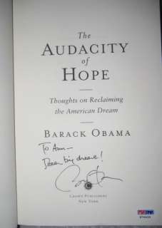 BARACK OBAMA Signed 1st/1st HOPE Book w/PSA +Inscript.  