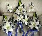 wedding bouquet set real touch lily royal blue rose location