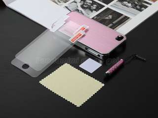 Pink Aluminum Steel Chrome Back Hard Cover Case for Apple iPhone 4S 4G 