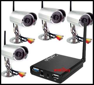 Wireless CCD 4 Camera Home CCTV Security System USB DVR  