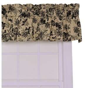   Floral Toile Tailored Valance Window Curtain in Black: Home & Kitchen