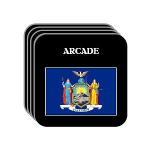 US State Flag   ARCADE, New York (NY) Set of 4 Mini Mousepad Coasters